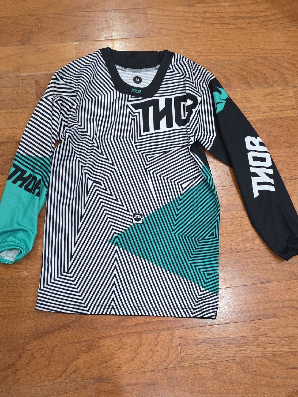 thor Black, White & Teal Geometric Riding‎ Jersey